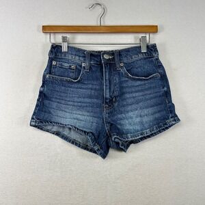 Aeropostale Mom Shorts Womens XS Blue Medium Wash High Rise Elastic Back Denim